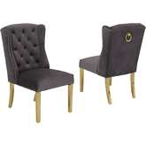 SC12 Dining Chair in Tufted Gray Velvet & Gold Stainless Steel (Set of 2)