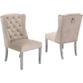 SC12 Dining Chair in Tufted Cream Velvet & Silver Stainless Steel (Set of 2)