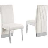 SC16 Dining Chair in Vertical Tufted Cream Velvet & Silver Chrome (Set of 2)