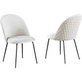 SC173 Dining Chair in Gray Wood & Quilted Back Beige Velvet (Set of 2)