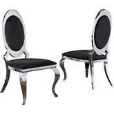 SC18 Round Back Dining Chair in Black Velvet & Silver (Set of 2)