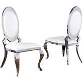SC18 Round Back Dining Chair in White Leatherette & Silver (Set of 2)