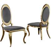 SC18 Round Back Dining Chair in Dark Gray Velvet & Gold (Set of 2)