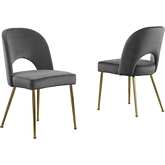 SC22 Dining Chair in Dark Gray Velvet & Gold Chrome (Set of 2)