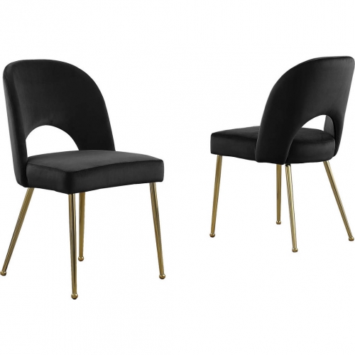 SC22 Dining Chair in Black Velvet & Gold Chrome (Set of 2)