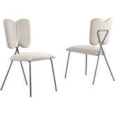 SC24 Winged Dining Chair in Cream Velvet & Silver Chrome (Set of 4)