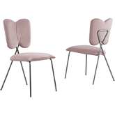 SC24 Winged Dining Chair in Pink Velvet & Silver Chrome (Set of 4)