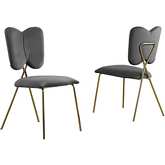 SC24 Winged Dining Chair in Dark Gray Velvet & Gold Chrome (Set of 4)