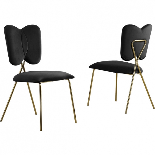 SC24 Winged Dining Chair in Black Velvet & Gold Chrome (Set of 4)