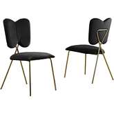 SC24 Winged Dining Chair in Black Velvet & Gold Chrome (Set of 4)