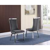 SC270 Dining Chair in Dark Gray Velvet & Stainless Steel (Set of 2)