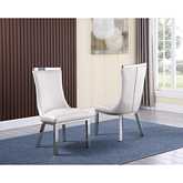 SC273 Dining Chair in White Leatherette & Stainless Steel (Set of 2)