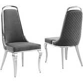 SC310 Dining Chair in Diamond Stitched Dark Gray Velvet & Chrome (Set of 2)