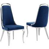 SC311 Dining Chair in Diamond Stitched Navy Blue Velvet & Chrome (Set of 2)