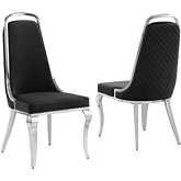 SC312 Dining Chair in Diamond Stitched Black Velvet & Chrome (Set of 2)