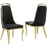 SC316 Dining Chair in Diamond Stitched Black Velvet & Gold Chrome (Set of 2)