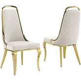SC317 Dining Chair in Diamond Stitched Cream Velvet & Gold Chrome (Set of 2)