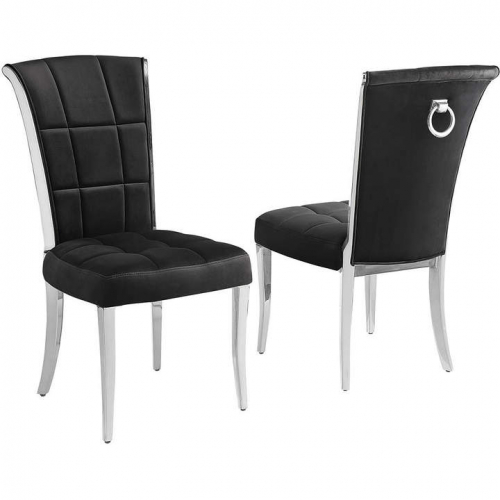 SC322 Dining Chair in Black Velvet & Chrome (Set of 2)