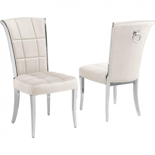 SC323 Dining Chair in Cream Velvet & Chrome (Set of 2)