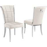 SC323 Dining Chair in Cream Velvet & Chrome (Set of 2)