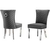 SC360 Dining Chair in Gray Velvet, Stainless Steel Legs & Ring (Set of 2)