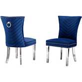 SC361 Dining Chair in Navy Blue Velvet, Stainless Steel Legs & Ring (Set of 2)