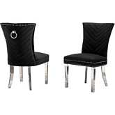 SC362 Dining Chair in Black Velvet, Stainless Steel Legs & Ring (Set of 2)