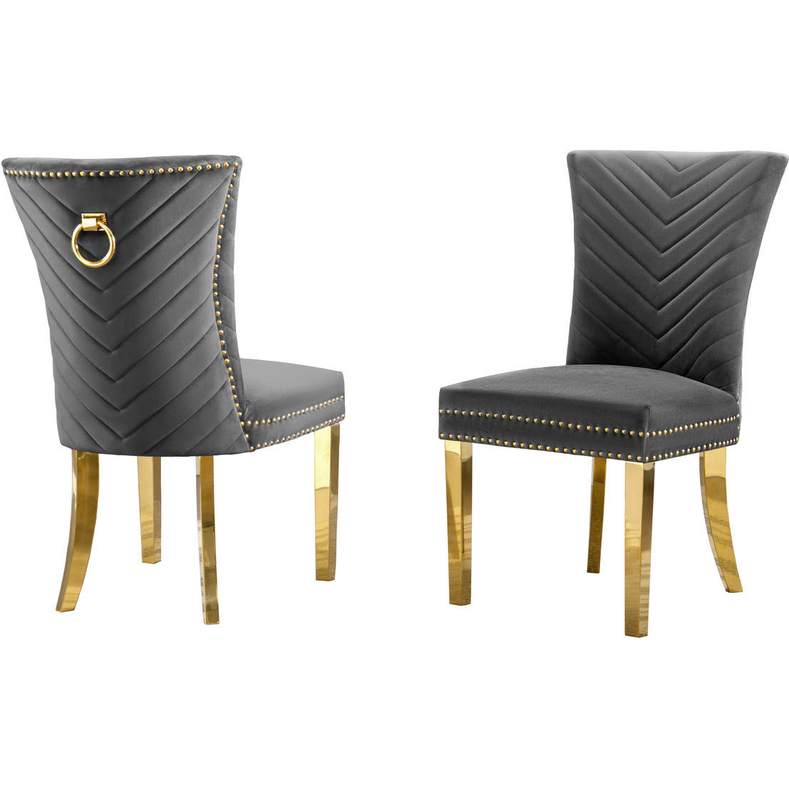 Best Quality SC364 SC364 Dining Chair in Gray Velvet, Gold