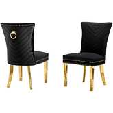 SC366 Dining Chair in Black Velvet, Gold Stainless Steel Legs & Ring (Set of 2)