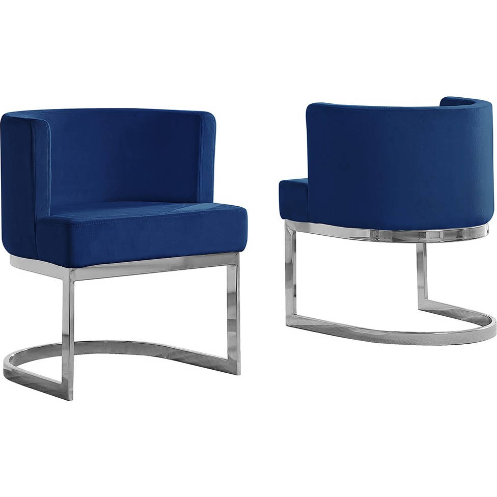 Joe Navy Blue Velvet Chrome Legs Dining Chair (Set of 1), image size:976x976
