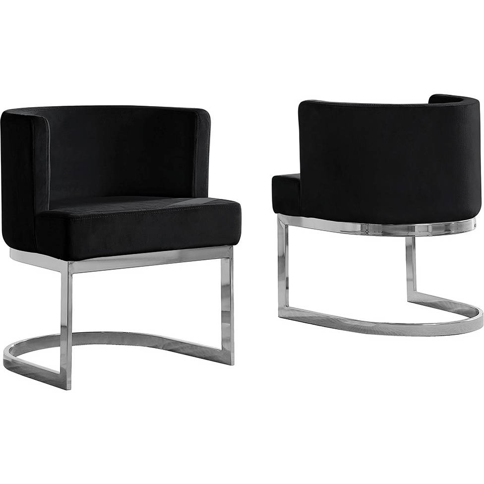 Black Velvet Side Chair with Silver, Chrome Base - Single, image size:976x976