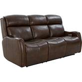 Brookside Power Reclining Sofa w/ Power Headrests & Lumbar in Walnut Brown Leather