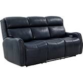Brookside Power Reclining Sofa w/ Power Headrests & Lumbar in Navy Blue Leather