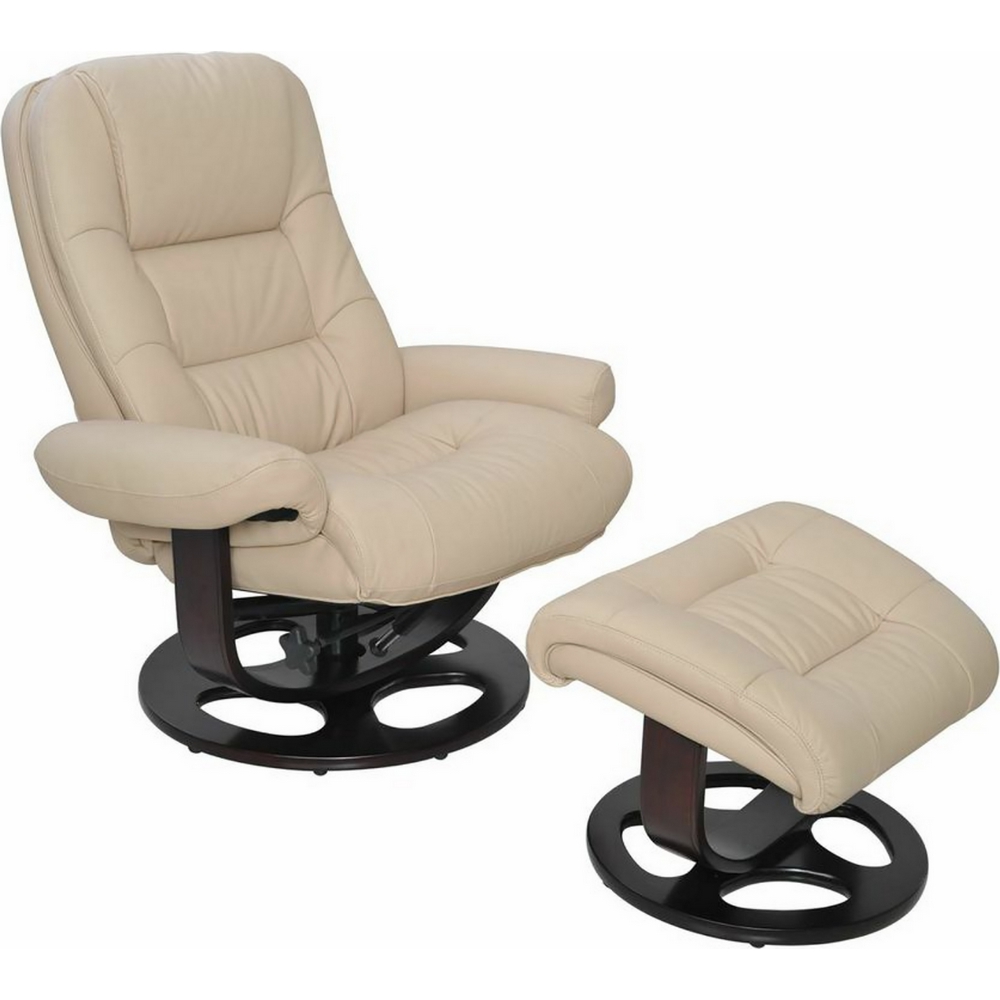 Jacque Ii Pedestal Recliner Ottoman, Off White Leather Recliners