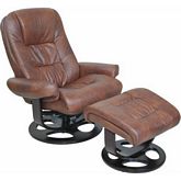 Jacque Pedestal Recliner & Ottoman in Hilton Whiskey Leather