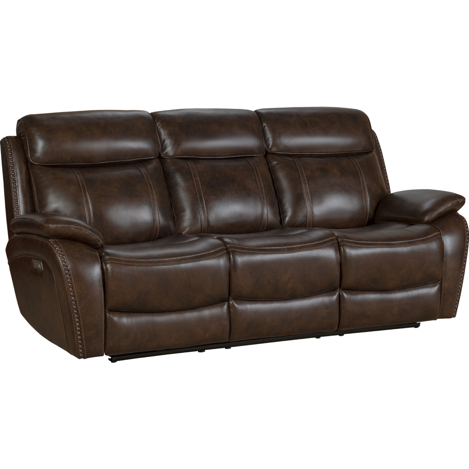 Sandover Power Reclining Sofa, Chocolate Leather Recliner
