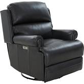 The Club Power Swivel Glider Recliner in Shoreham Gray Leather
