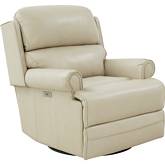 The Club Power Swivel Glider Recliner in Barone Parchment Leather