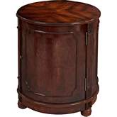 Thurmond 20" Drum Side Table in Cherry Dark Brown Finish
