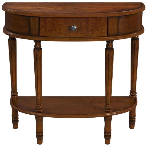 Mozart Demilune Console Table in Antique Cherry Finish Wood