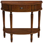 Mozart Demilune Console Table in Antique Cherry Finish Wood