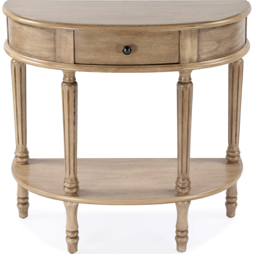 Mozart Demilune Console Table in Antique Beige Finish Wood