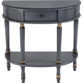 Mozart Demilune Console Table in Pastel Blue Wood