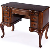 Charlotte Bedroom Vanity Desk with Storage in Antique Cherry Brown Finish Wood