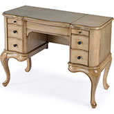 Charlotte Bedroom Vanity Desk with Storage in Beige Finish Wood