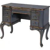 Charlotte 40"W Vanity Valet 6 Drawer Desk with Mirror in & Gold Wood