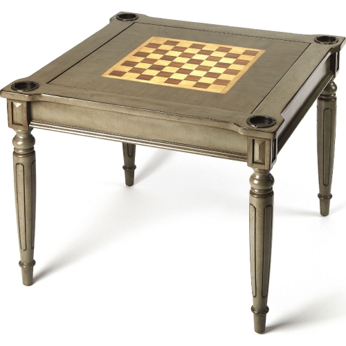 Vincent Multi Game Table in Silver Satin Gray