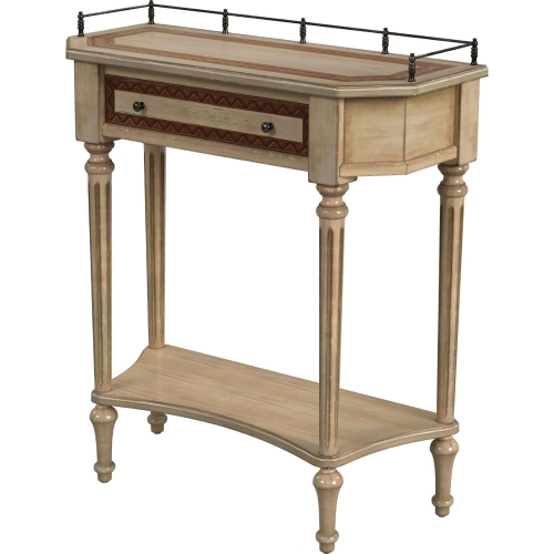 Charleston 1 Drawer Console Table in Antique Beige Wood