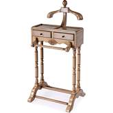 Petrov Clothing Valet Stand in Antique Tan Beige Finish Wood