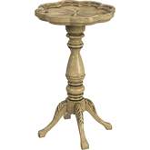 Whitman Scalloped Edge Side Table in Antique Beige Finish Wood